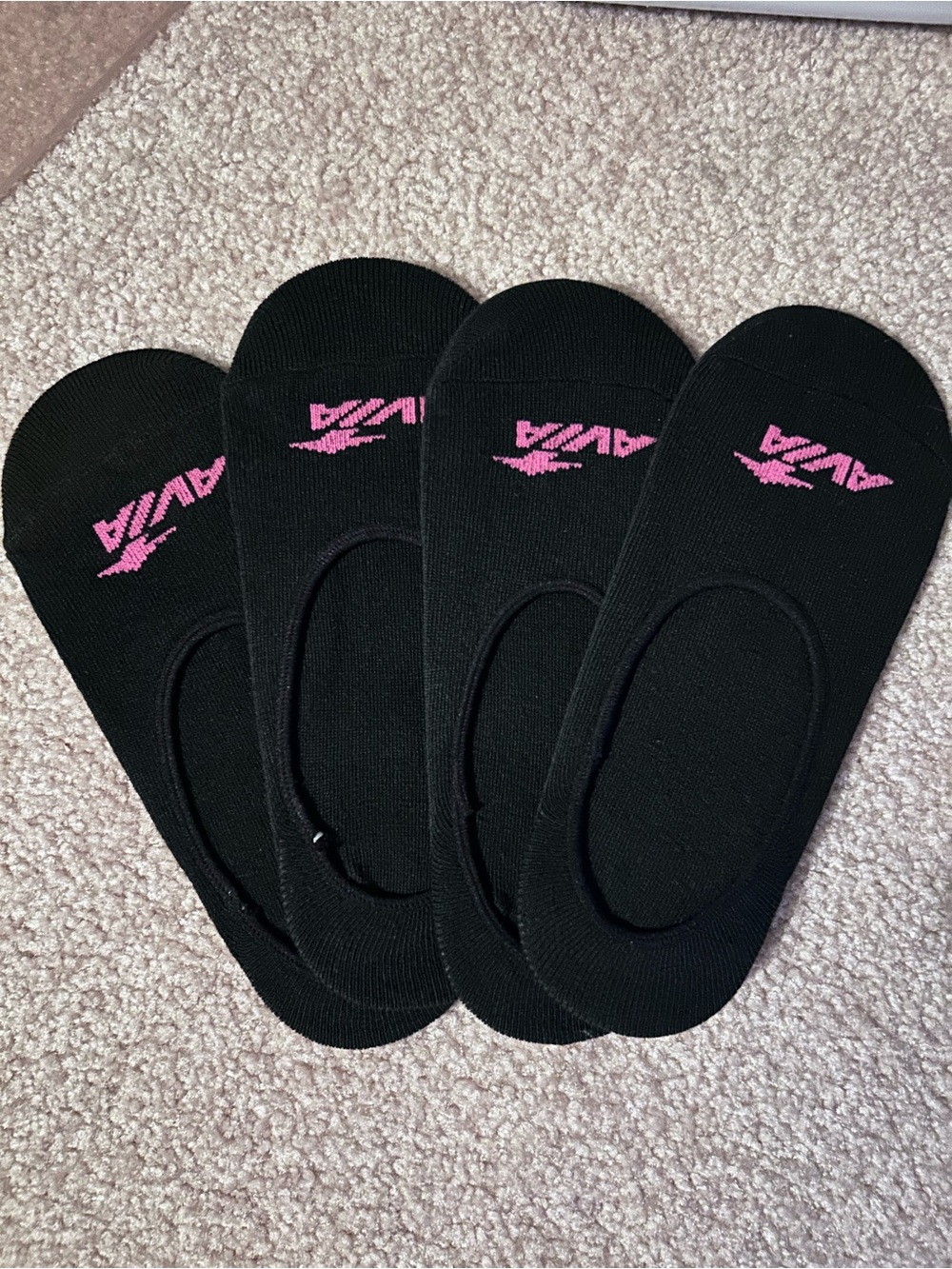 Black No-Show Liner Socks with Pink Logo - Pack of 4